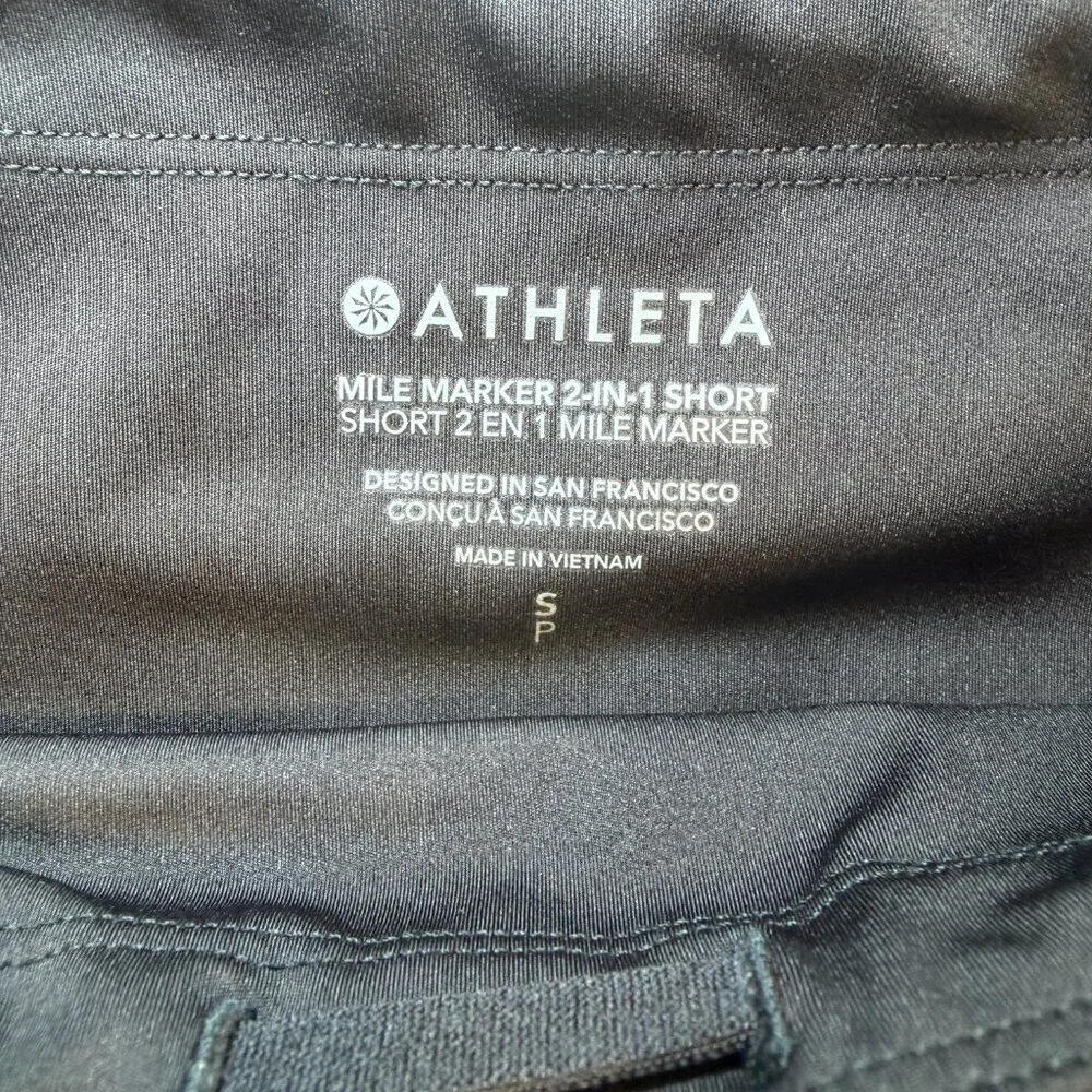 ATHLETA Mile Marker 2 in 1 Shorts Black Small